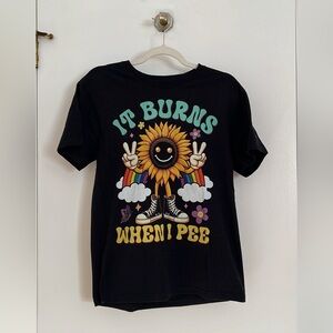 Black T-Shirt with Sunflower Graphic